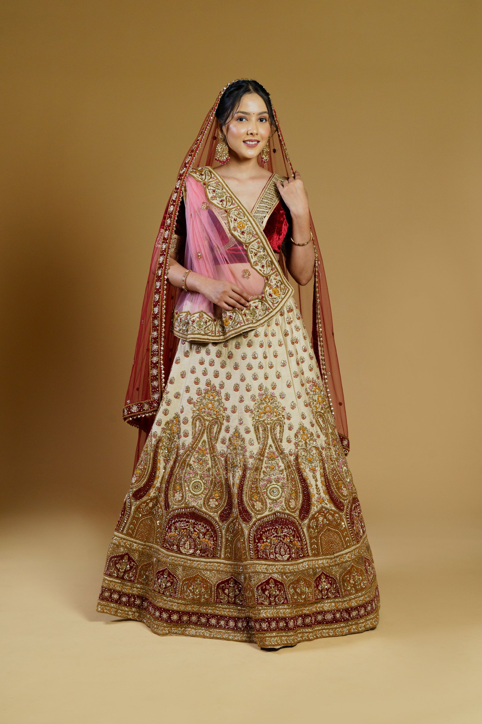 Peach Georgette Lehenga